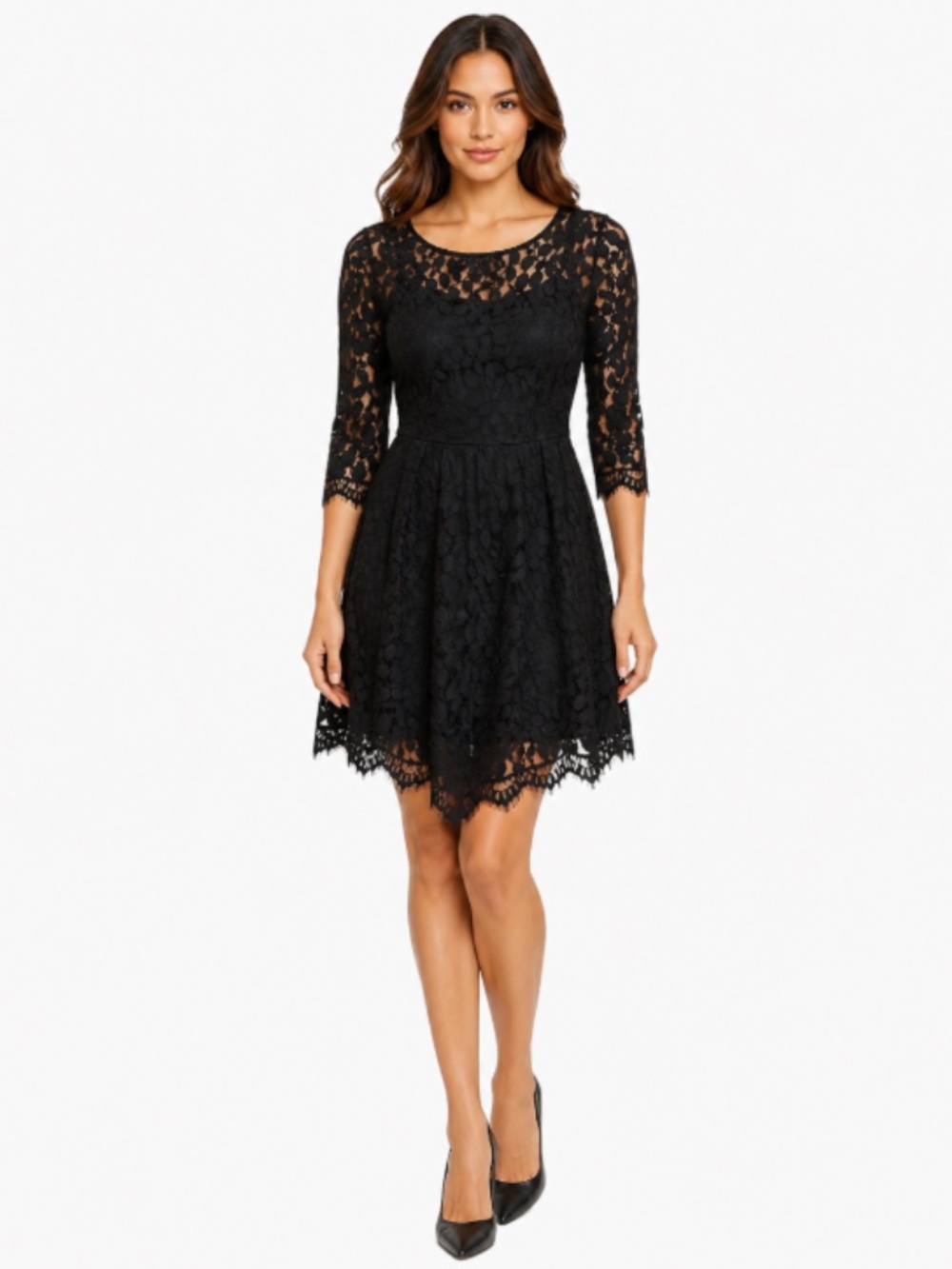 Free People Long Sleeve Scoop Neck Lace Dress